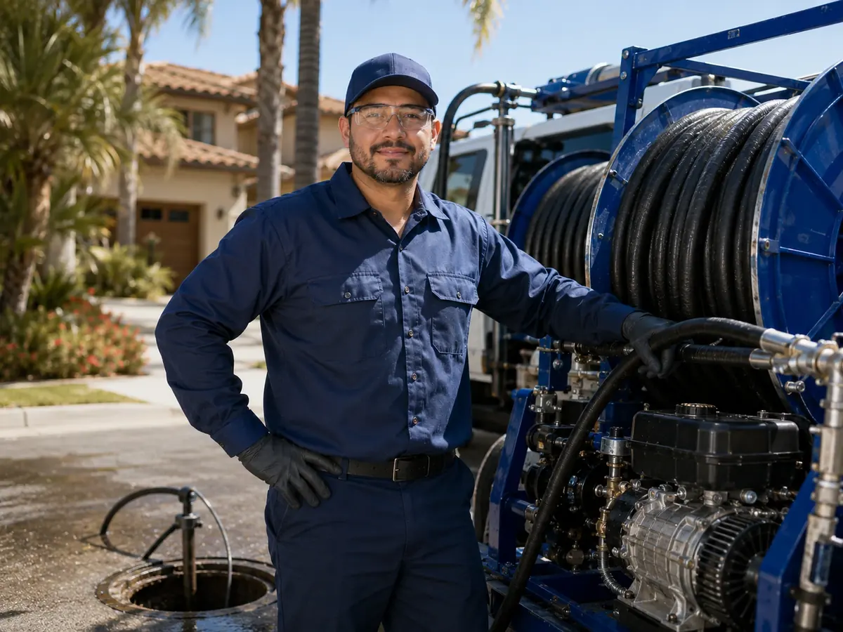 Hydro jet sewer cleaning in Colton