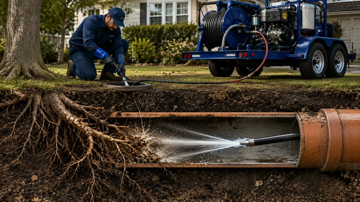 Tree Root Removal with Hydro Jetting in Colton